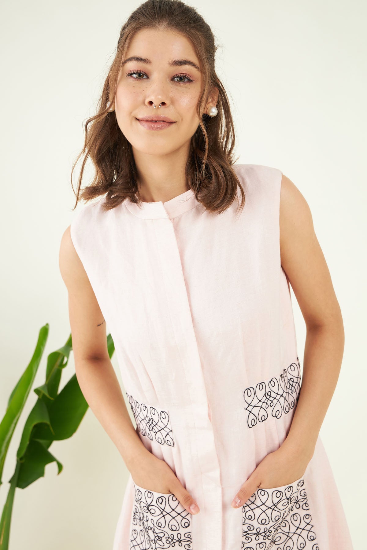 Powder Pink Cotton Maxi Dress