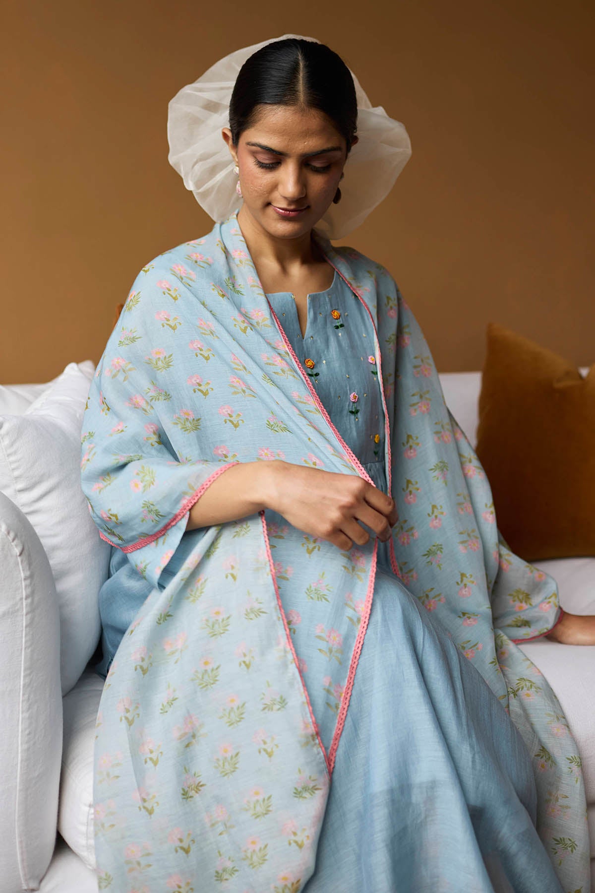 Chanderi Powder Blue Kurta Set