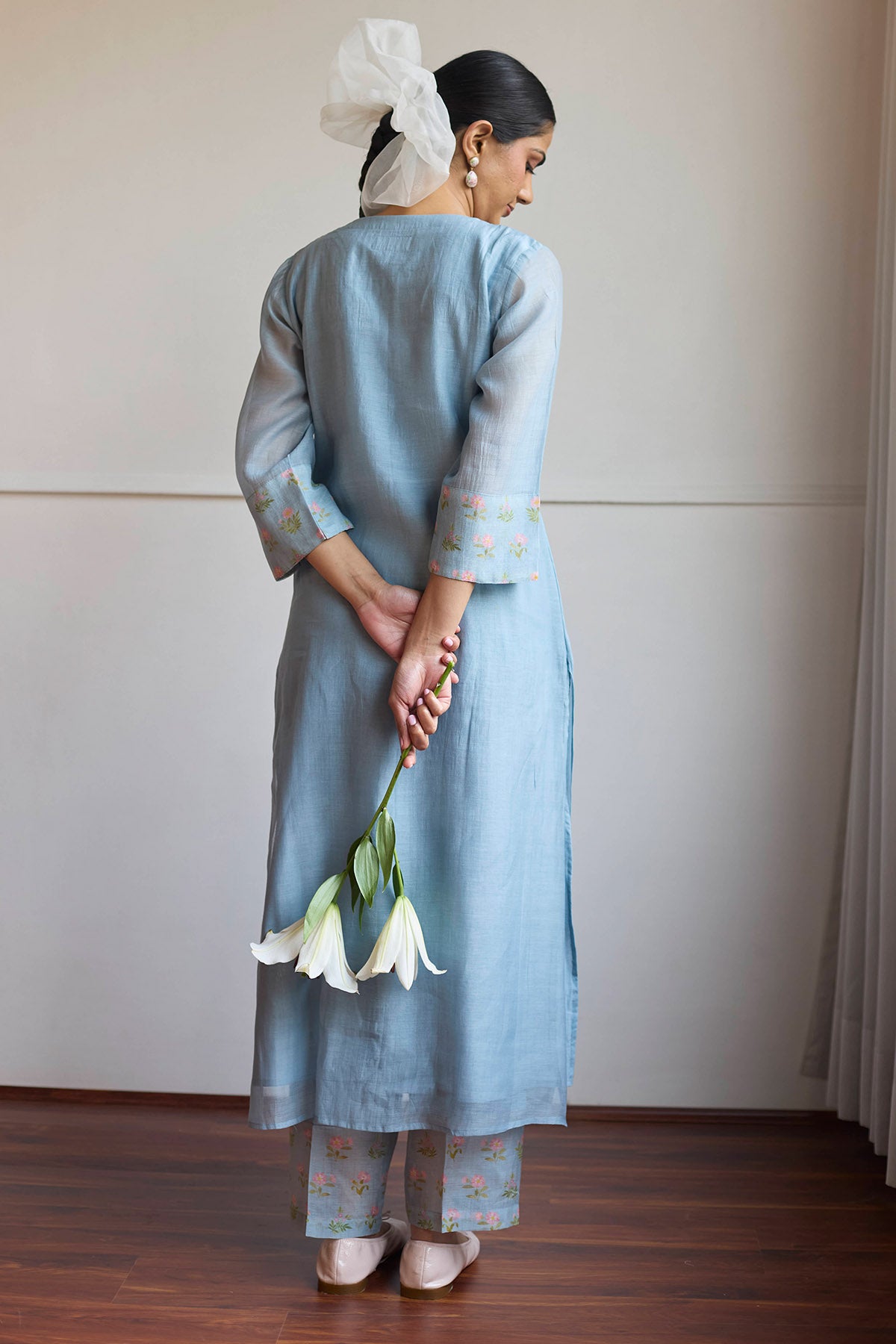 Chanderi Powder Blue Kurta Set