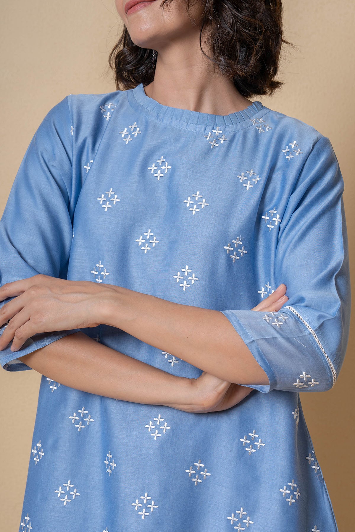 Powder Blue Straight Kurta Set