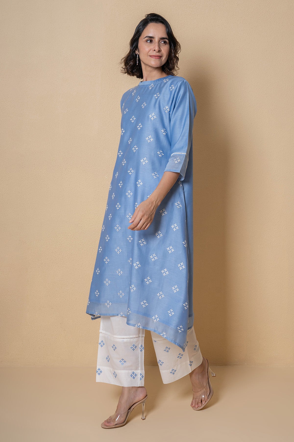 Powder Blue Straight Kurta Set
