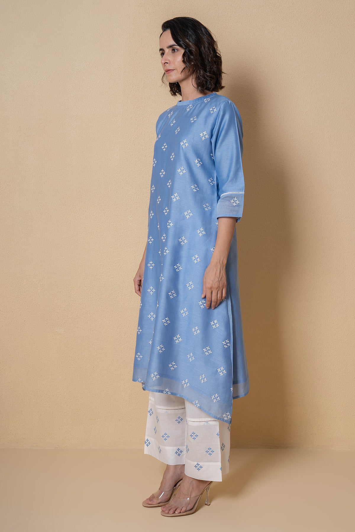 Powder Blue Straight Kurta Set