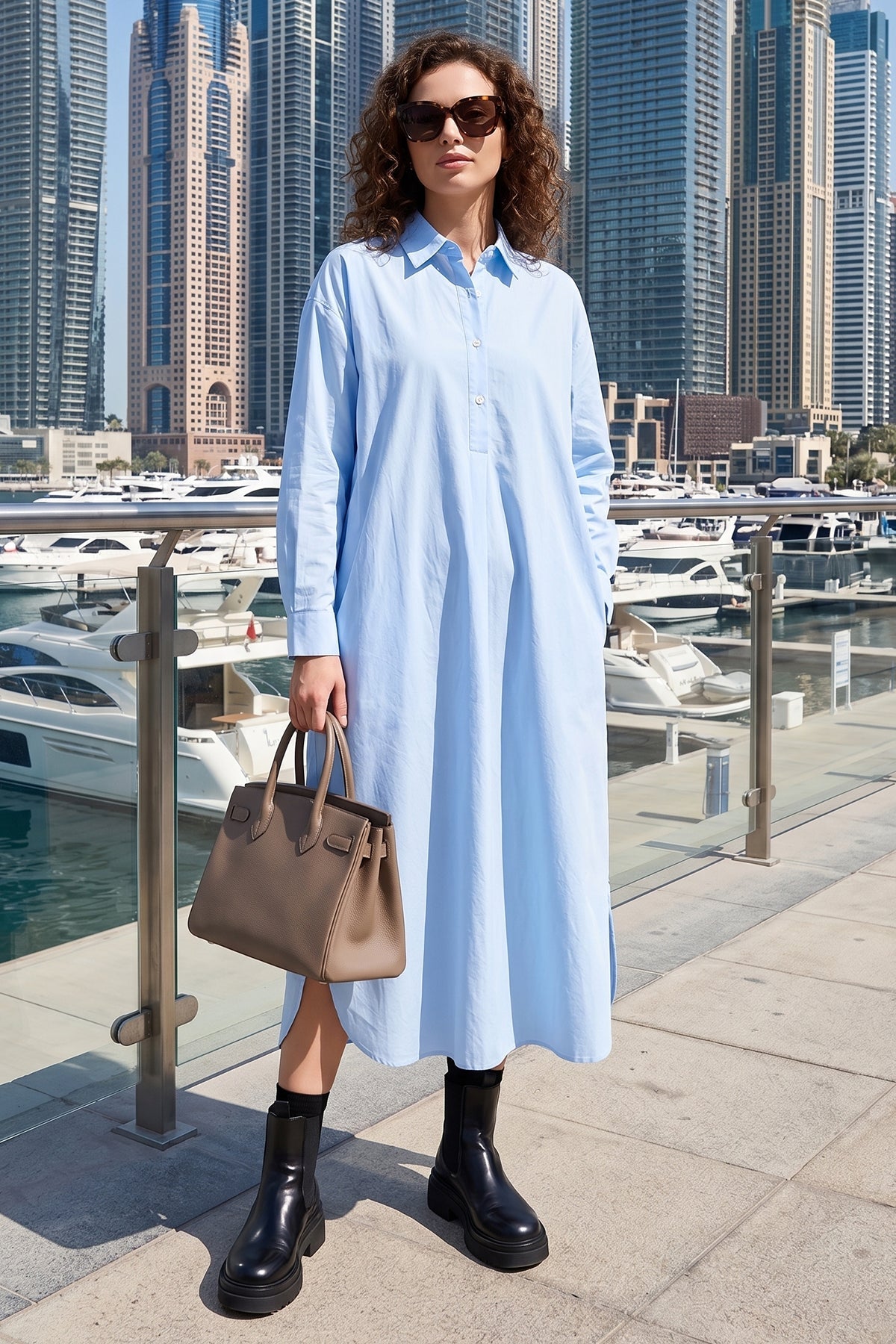 Buy Powder Blue Cotton Midi Dress for women by Sneha B online available at scrollnshops