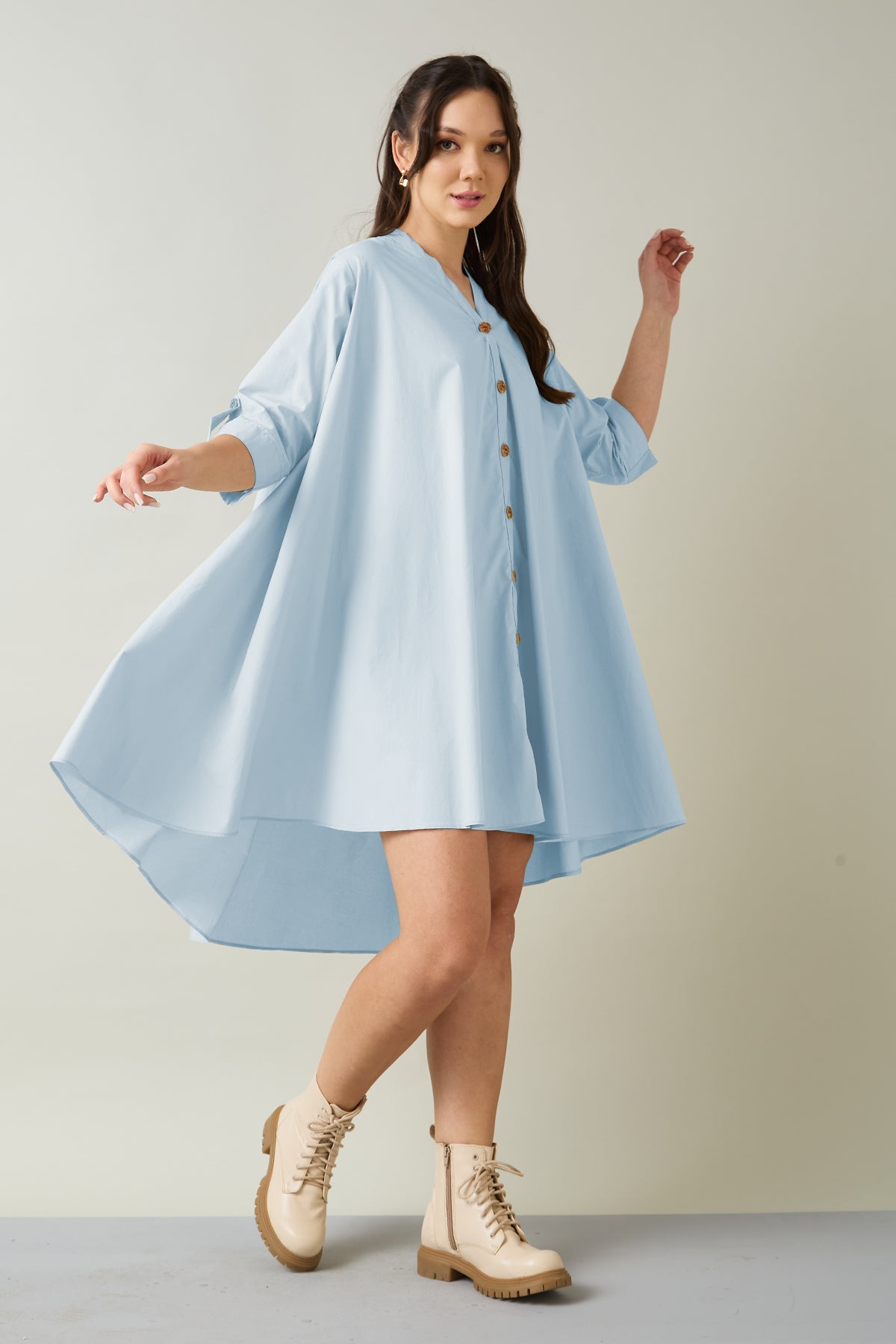 Buy Powder Blue Cotton Relax Dress for Women by SNEHA B Designer online available at scrollnshops