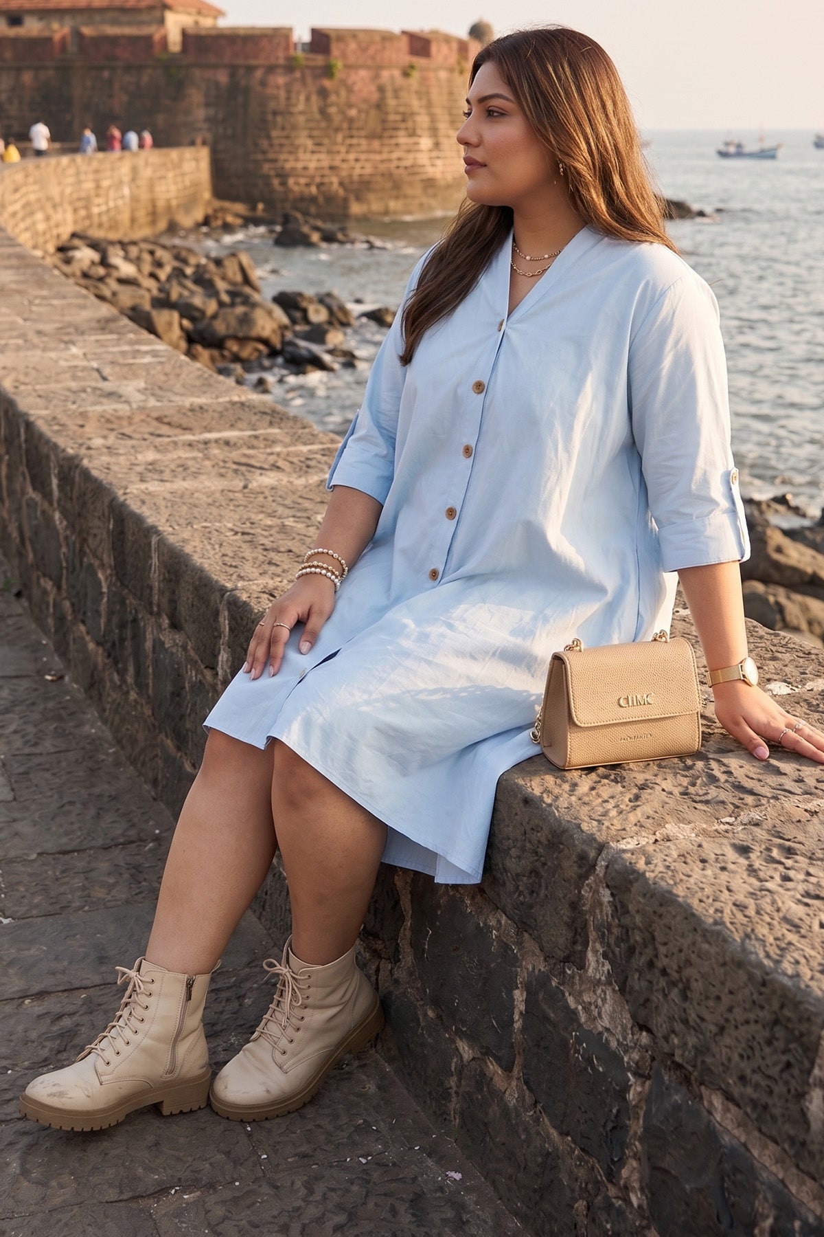 Cotton Relax Powder Blue Dress