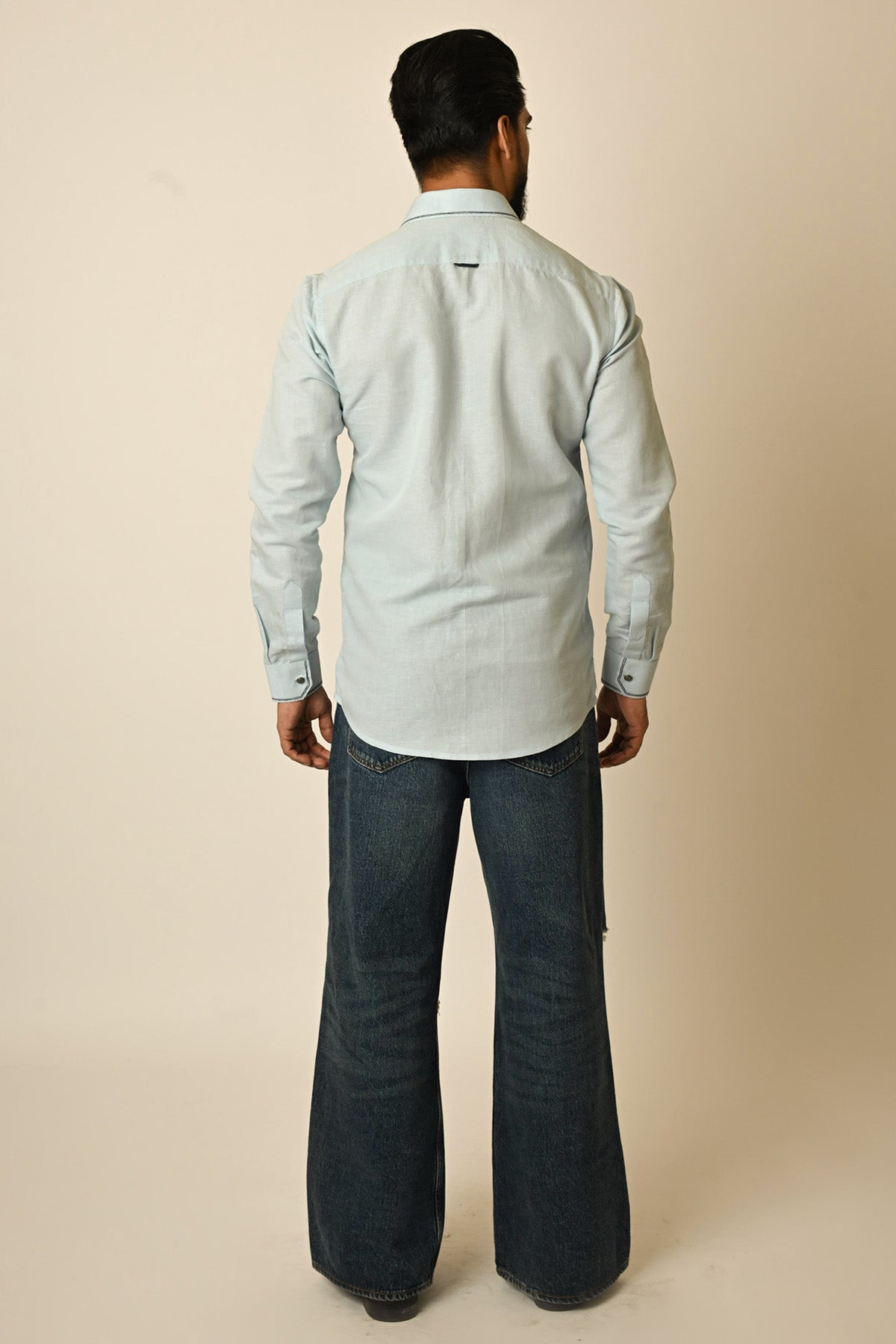 Powder Blue Linen Thread Shirt