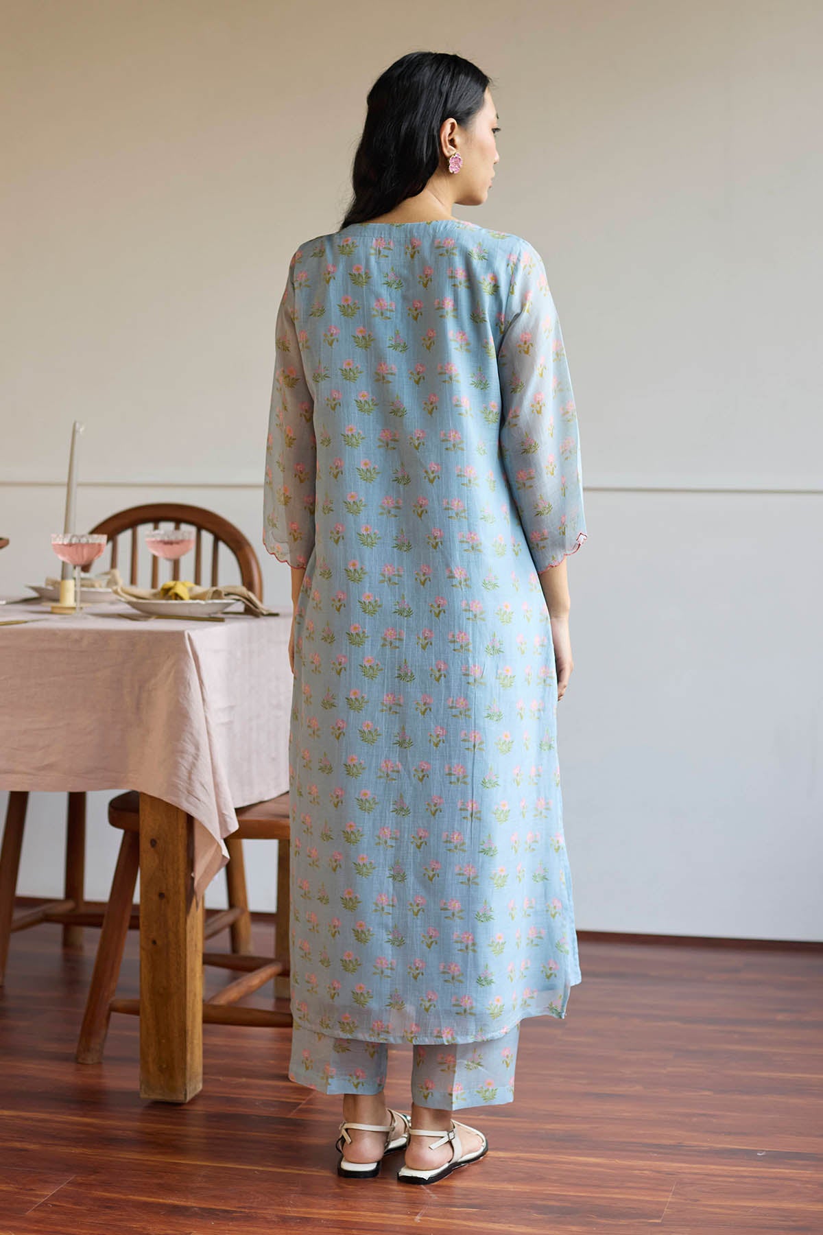 Powder Blue Pintuck Kurta Set