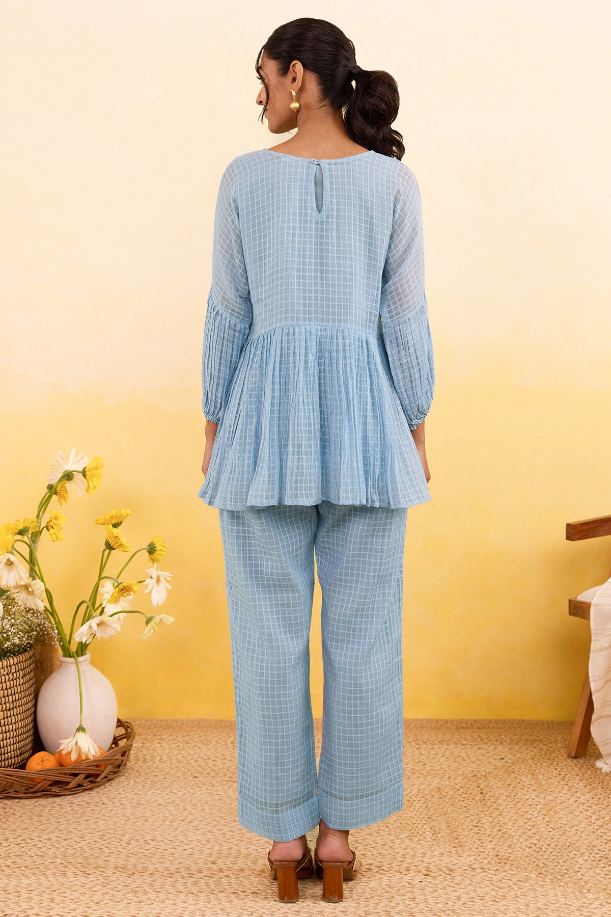 Powder Blue Self Textured Top