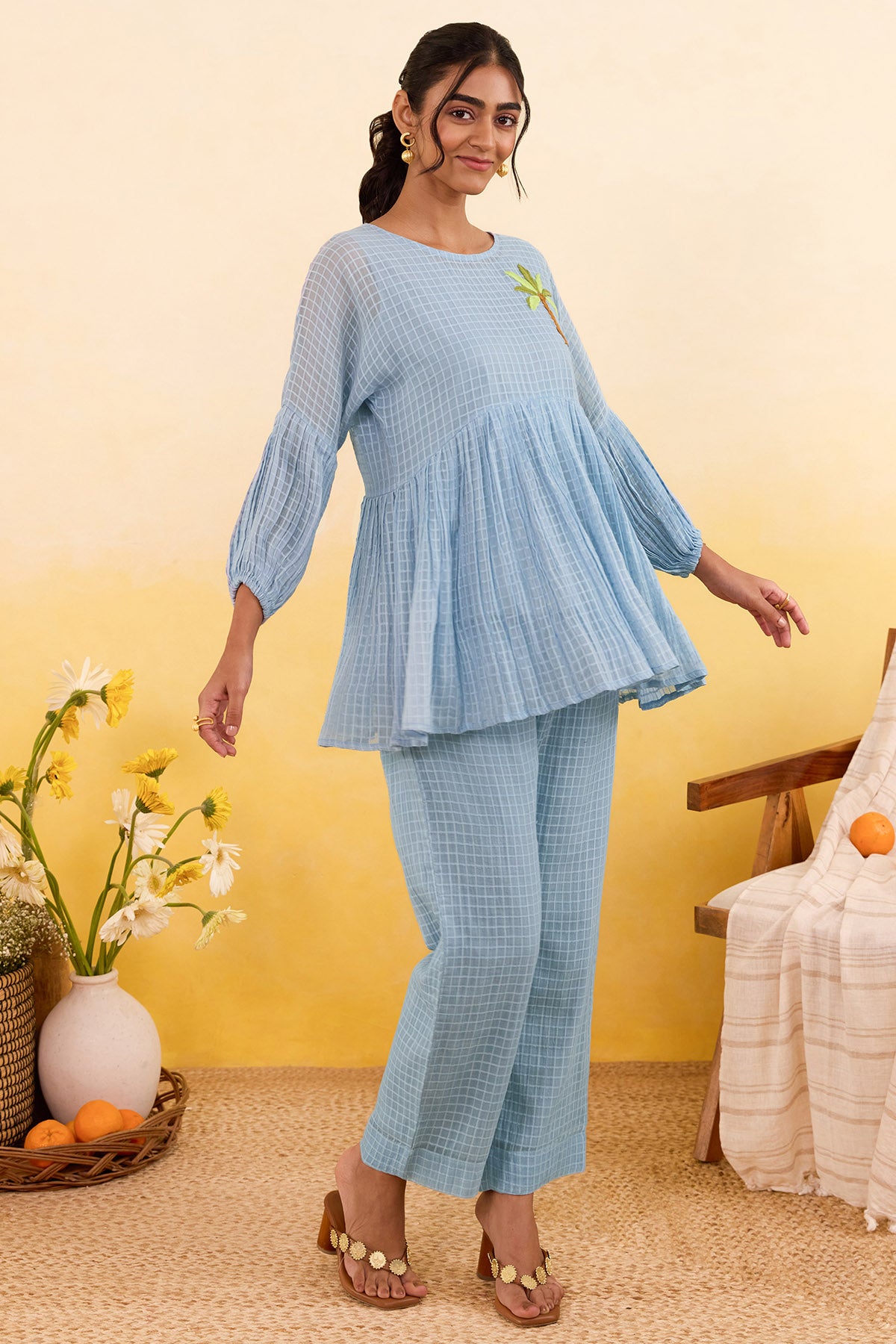 Powder Blue Self Textured Top