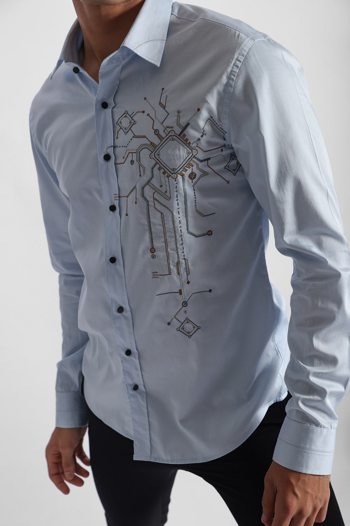 Powder Blue Thread Cotton Shirt