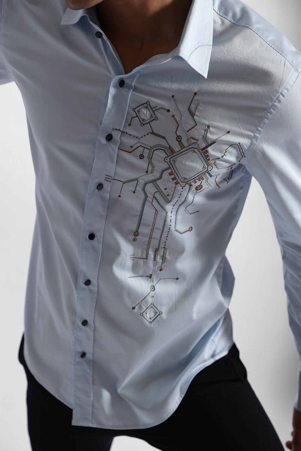 Powder Blue Thread Cotton Shirt