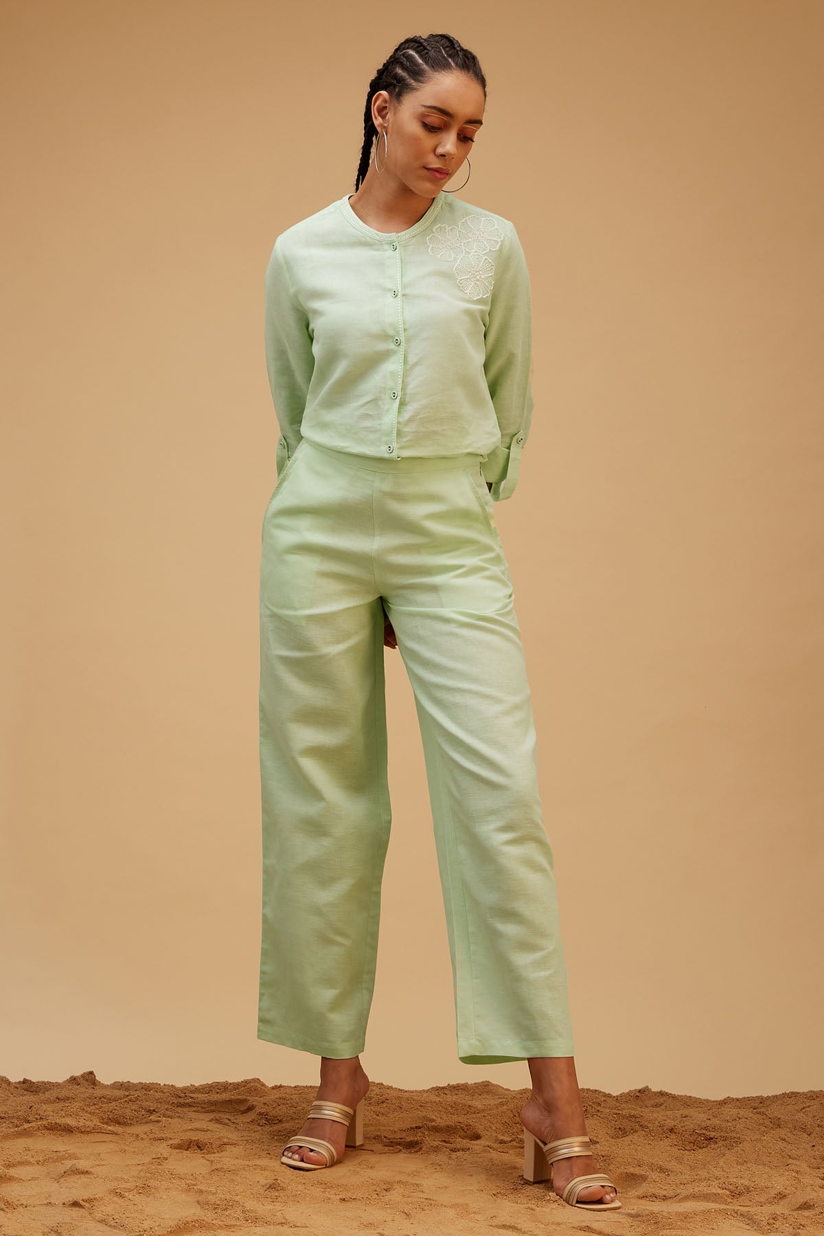 Buy Powder Green Linen Co-ord Set Online