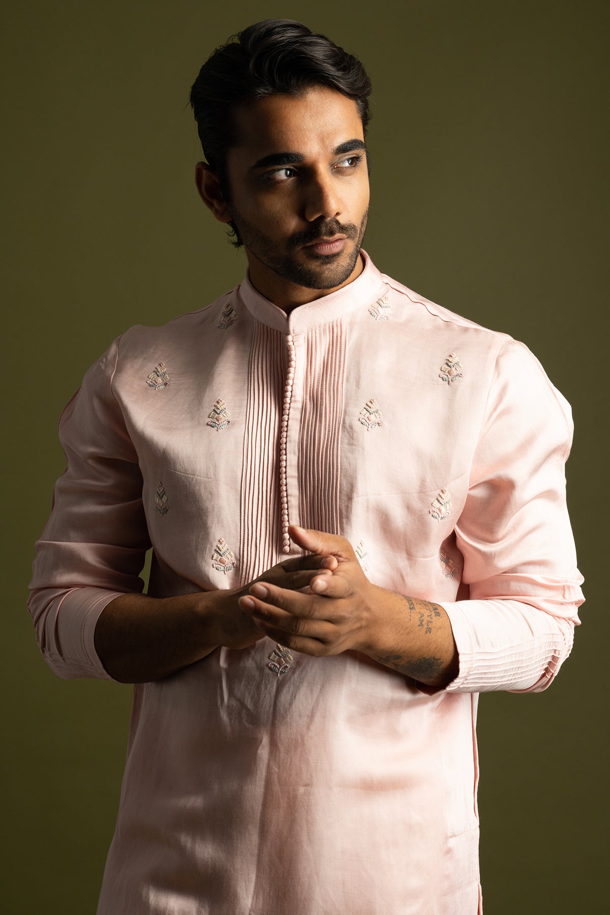 Powder Pink Pintuck Kurta Set