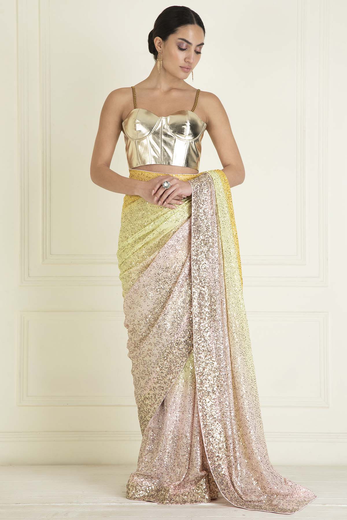 Pre Stitched Sequins Saree
