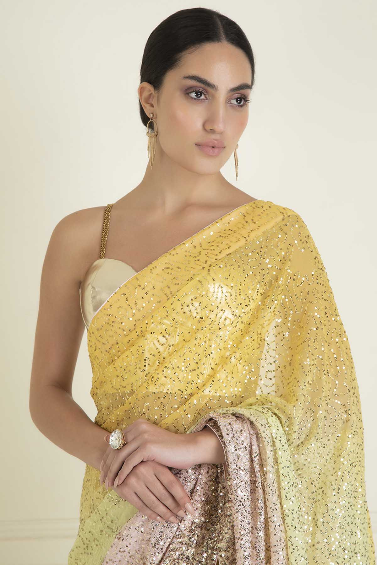 Pre Stitched Sequins Saree