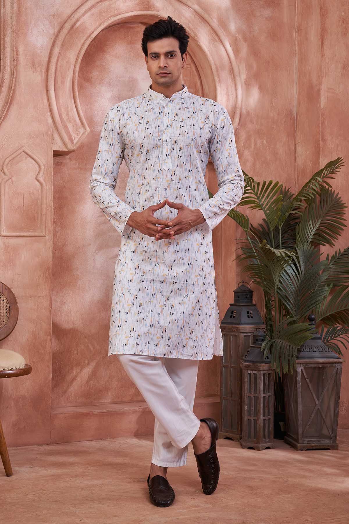 Buy Premium 100% Cotton Print Kurta by SNEHA B - Men for online at ScrollnShops