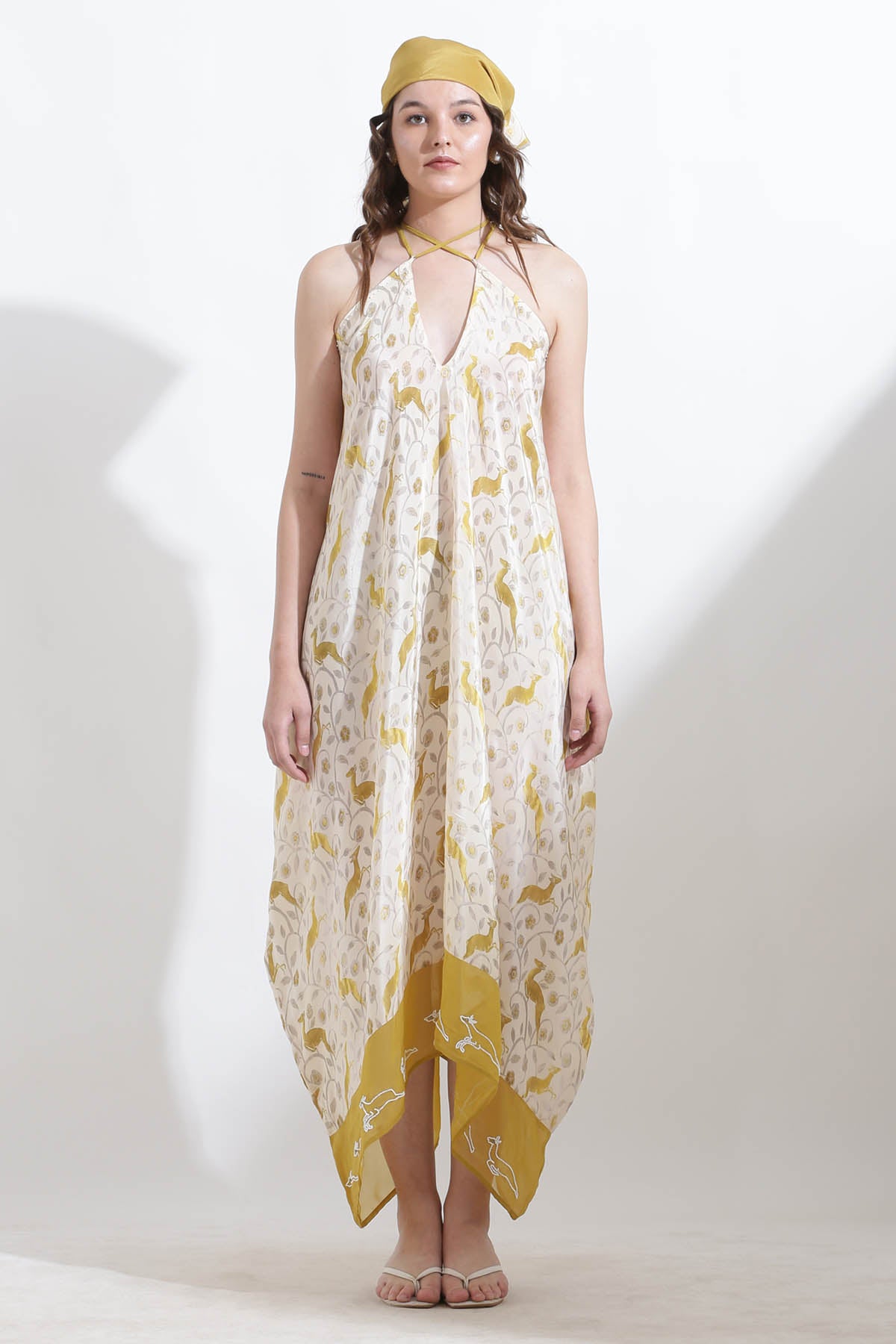 Printed Asymmetric Crepe Dress