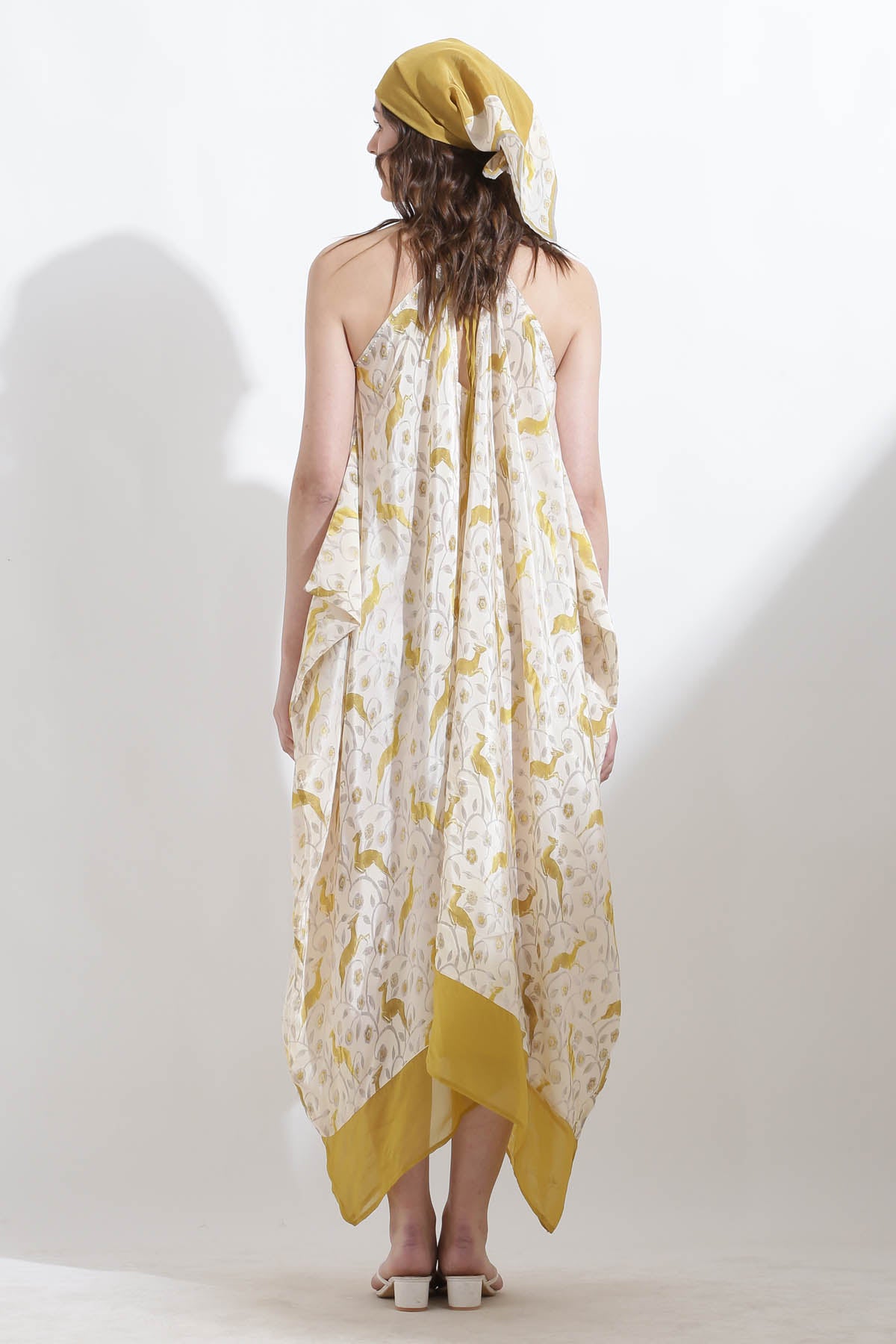 Printed Asymmetric Crepe Dress
