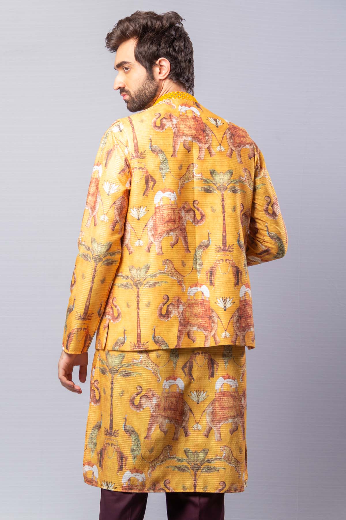 Yellow Printed Bundi Set