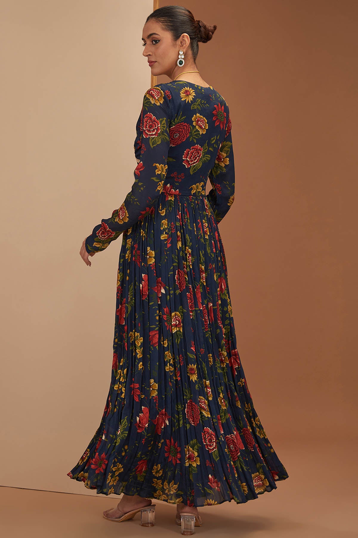 Printed Blue Gota Anarkali Set