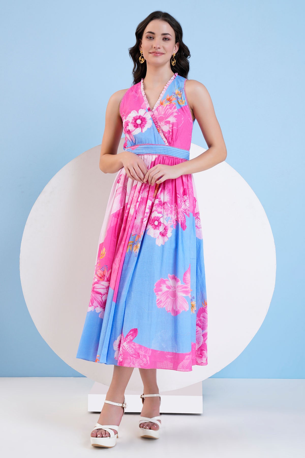 Printed Cotton Checks Dress