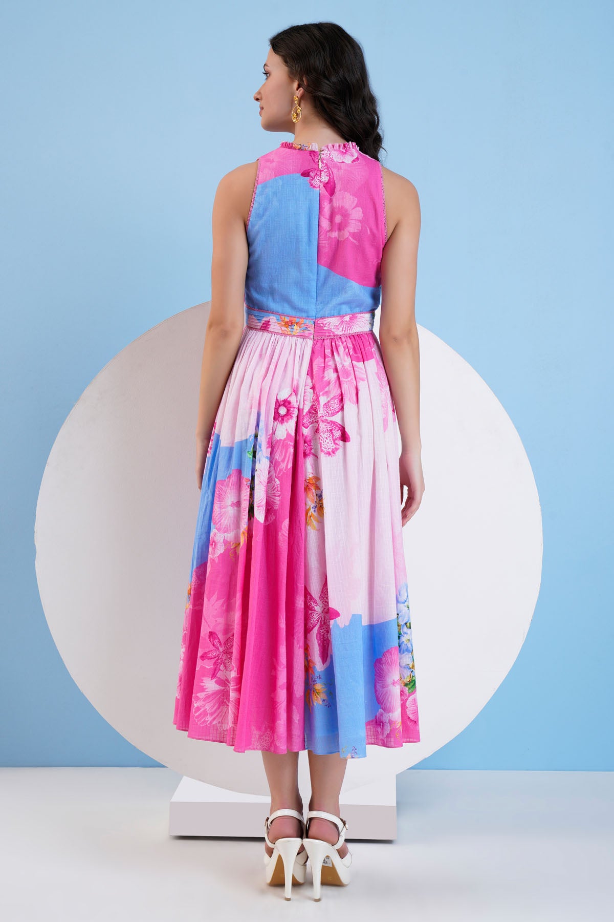 Printed Cotton Checks Dress