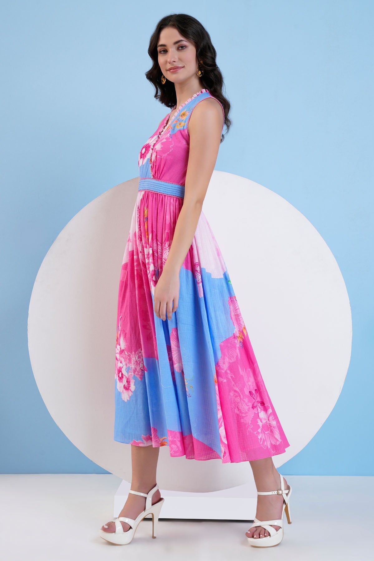 Printed Cotton Checks Dress