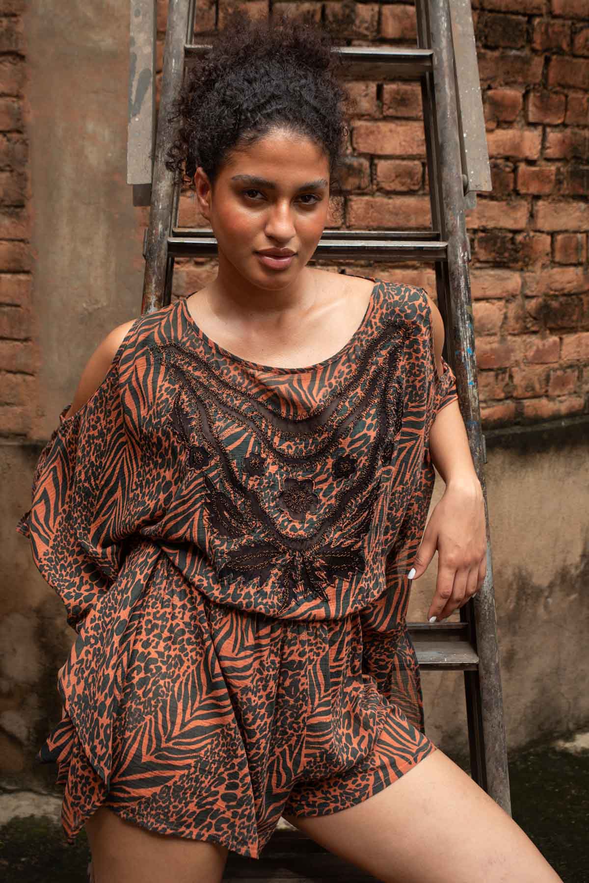 Printed Cotton Romper