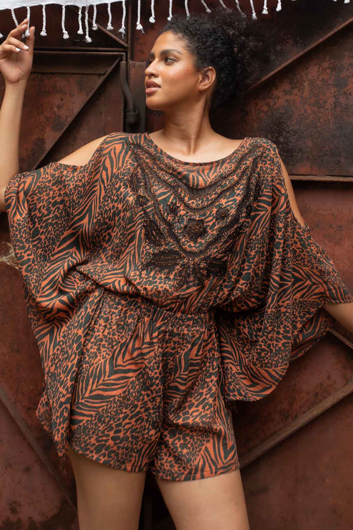 Printed Cotton Romper