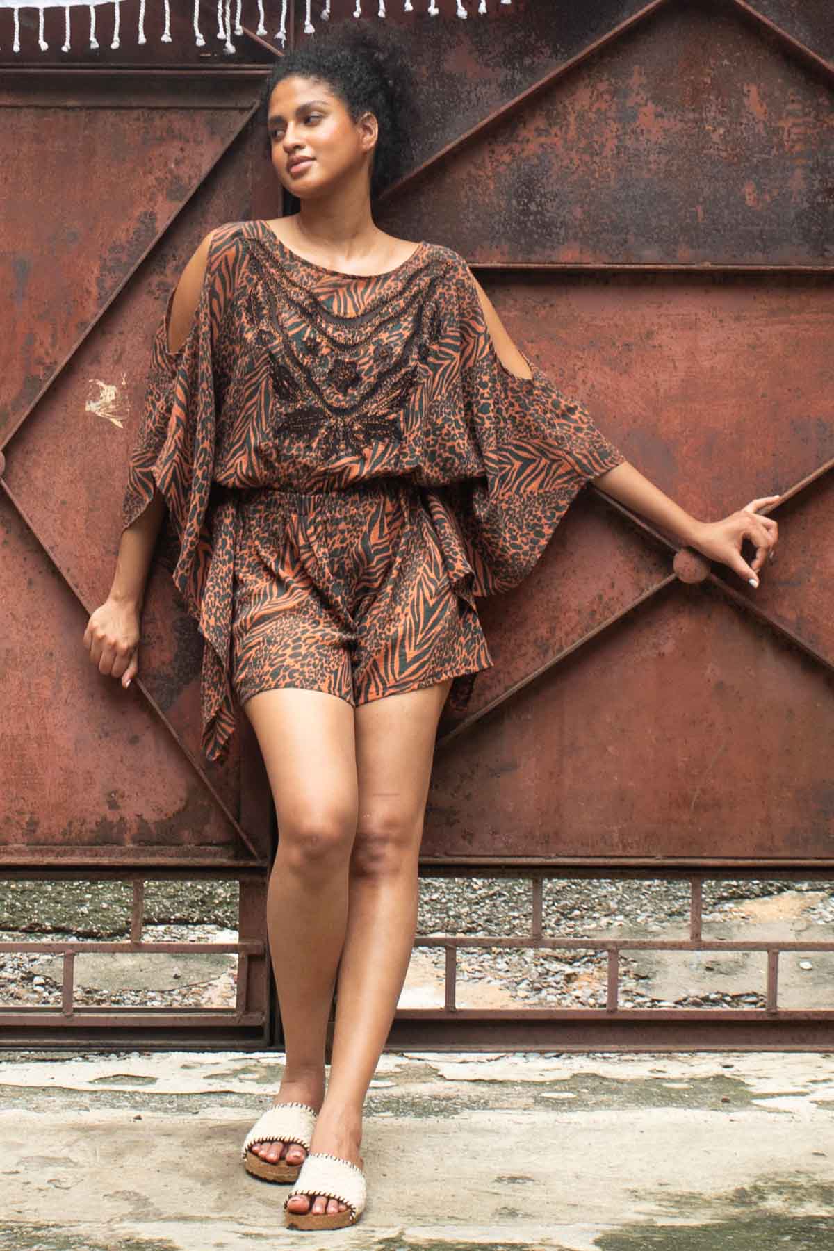 Printed Cotton Romper