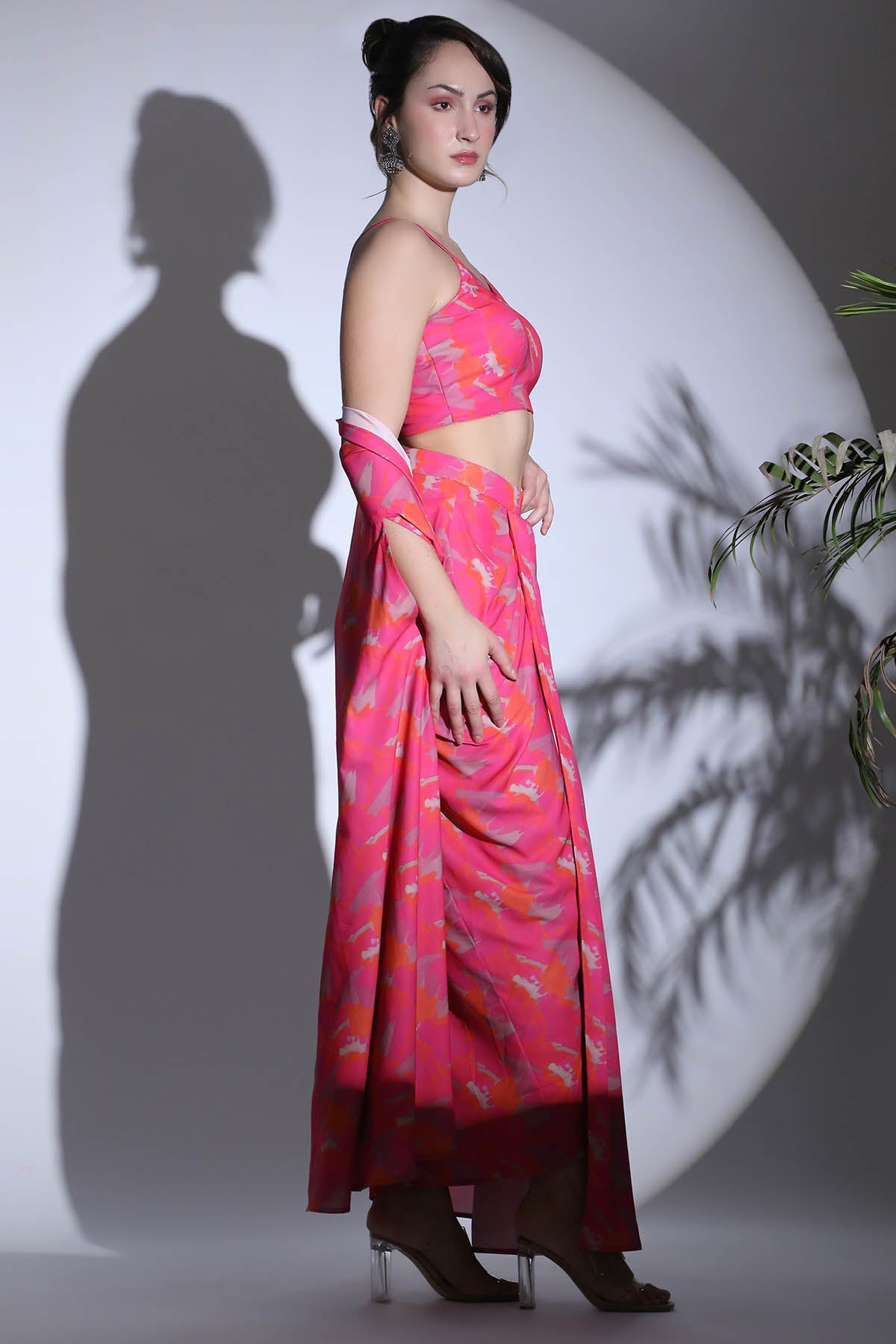 Printed Cotton Satin Cape Set