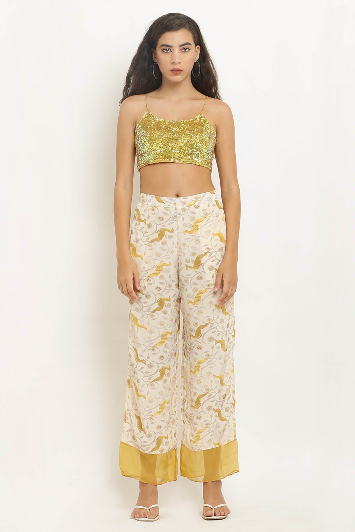 Printed Crepe Cape & Pants Set