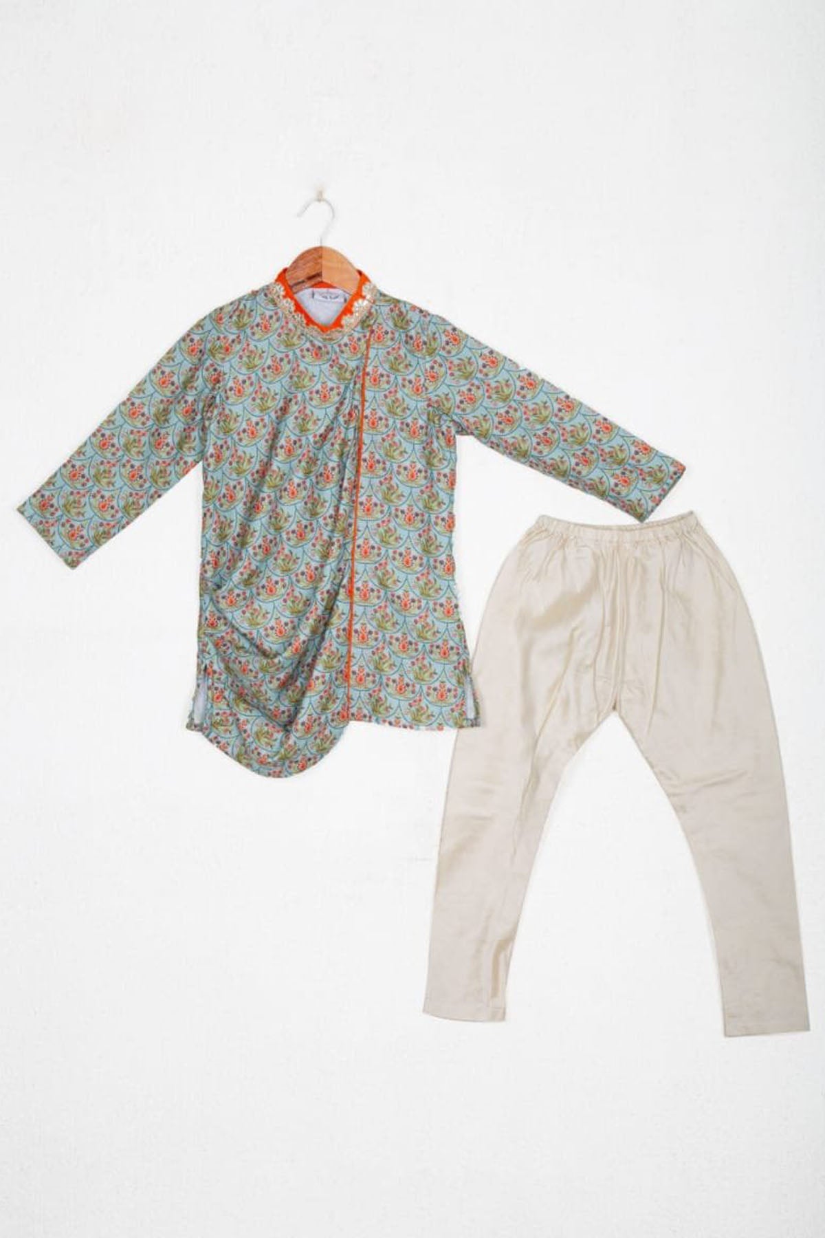 Printed Drape Kurta Set