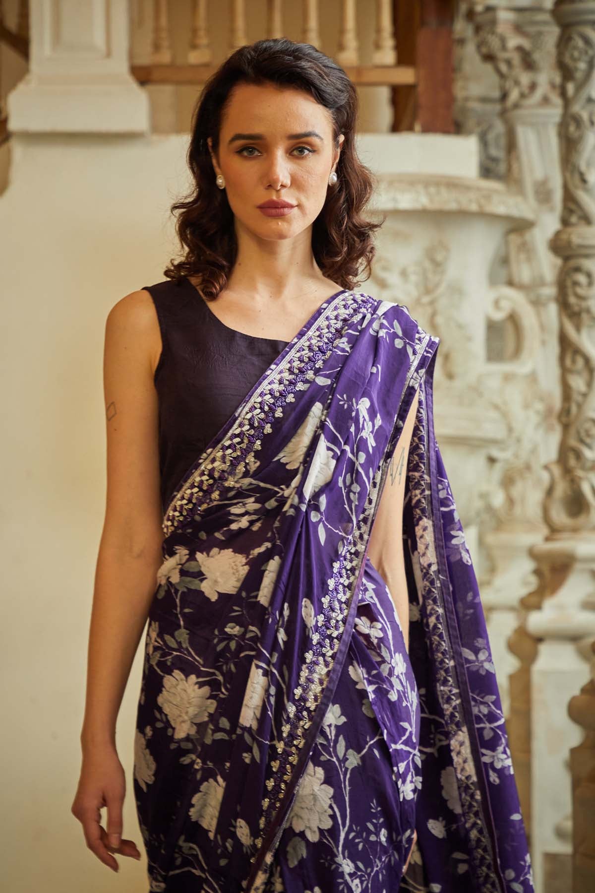 Printed Embroidered Saree