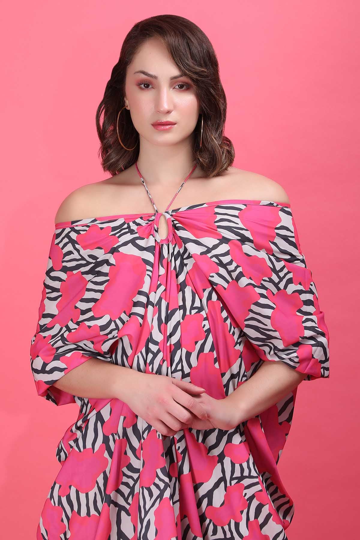 Printed Off Shoulder Kaftan