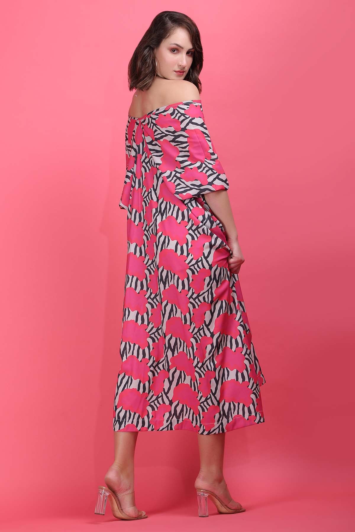 Printed Off Shoulder Kaftan