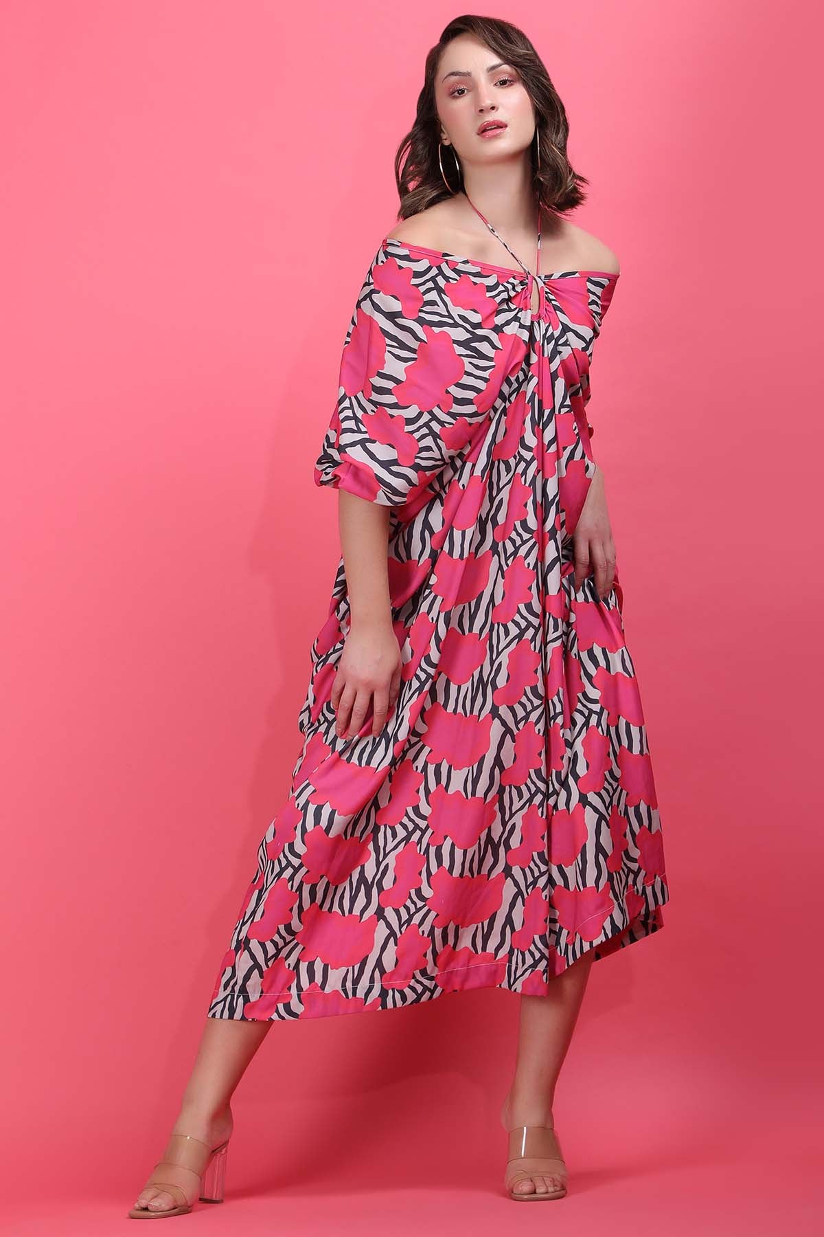 Printed Off Shoulder Kaftan