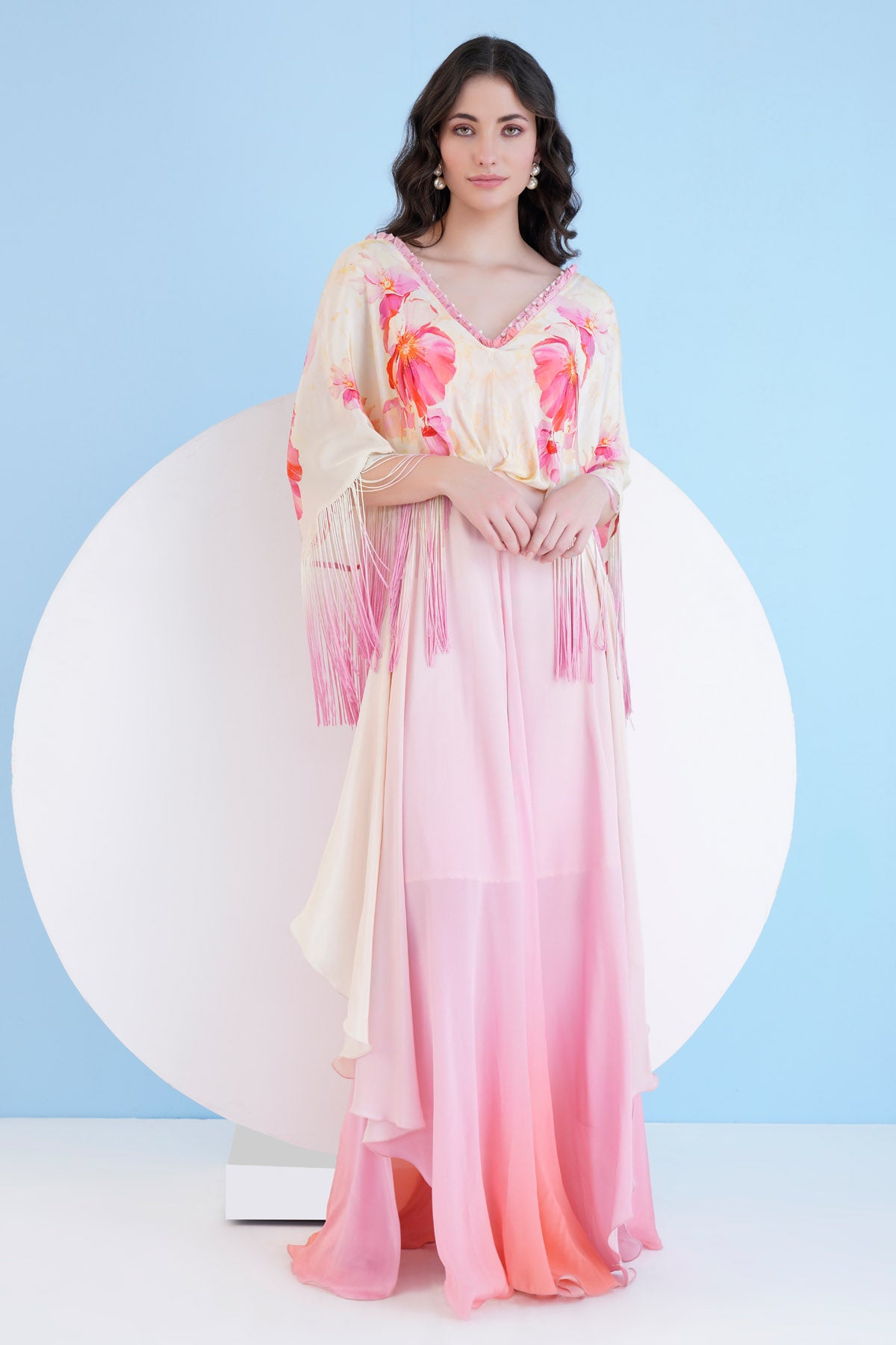 Printed Ombre Crepe Dress