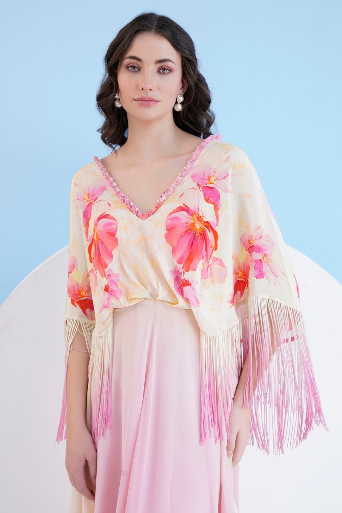 Printed Ombre Crepe Dress