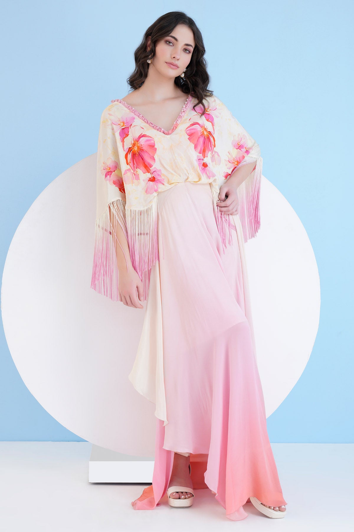 Printed Ombre Crepe Dress