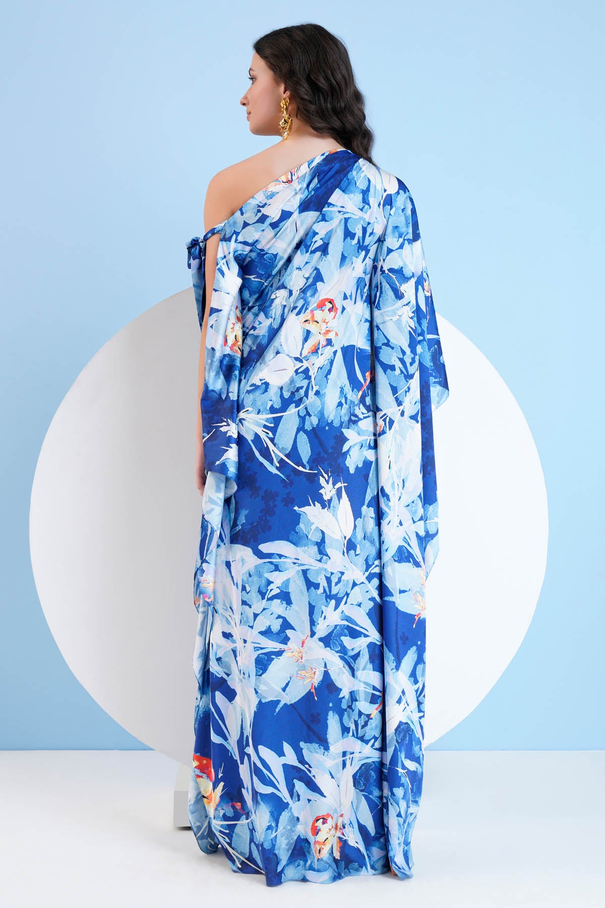 Blue Print One Shoulder Kaftan