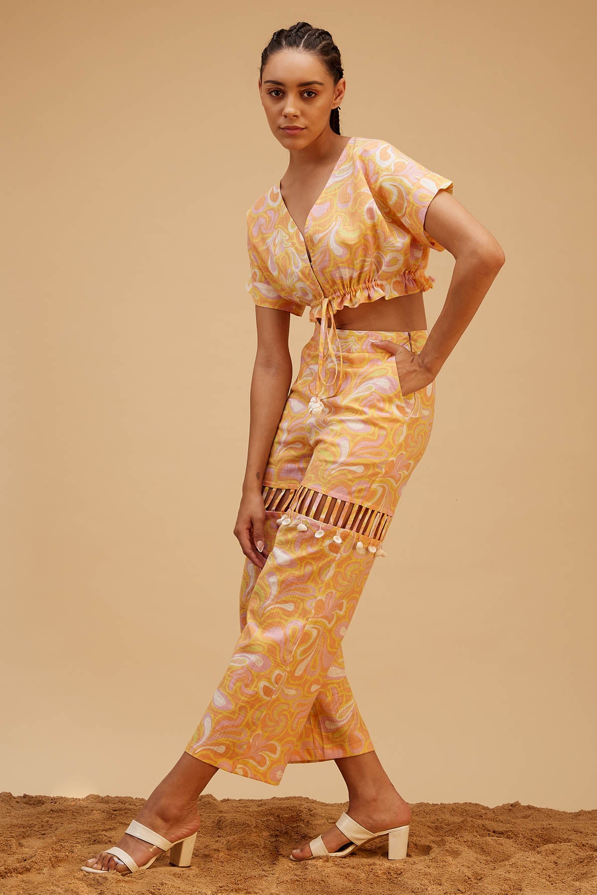 Printed Orange Cotton Co-ord Set