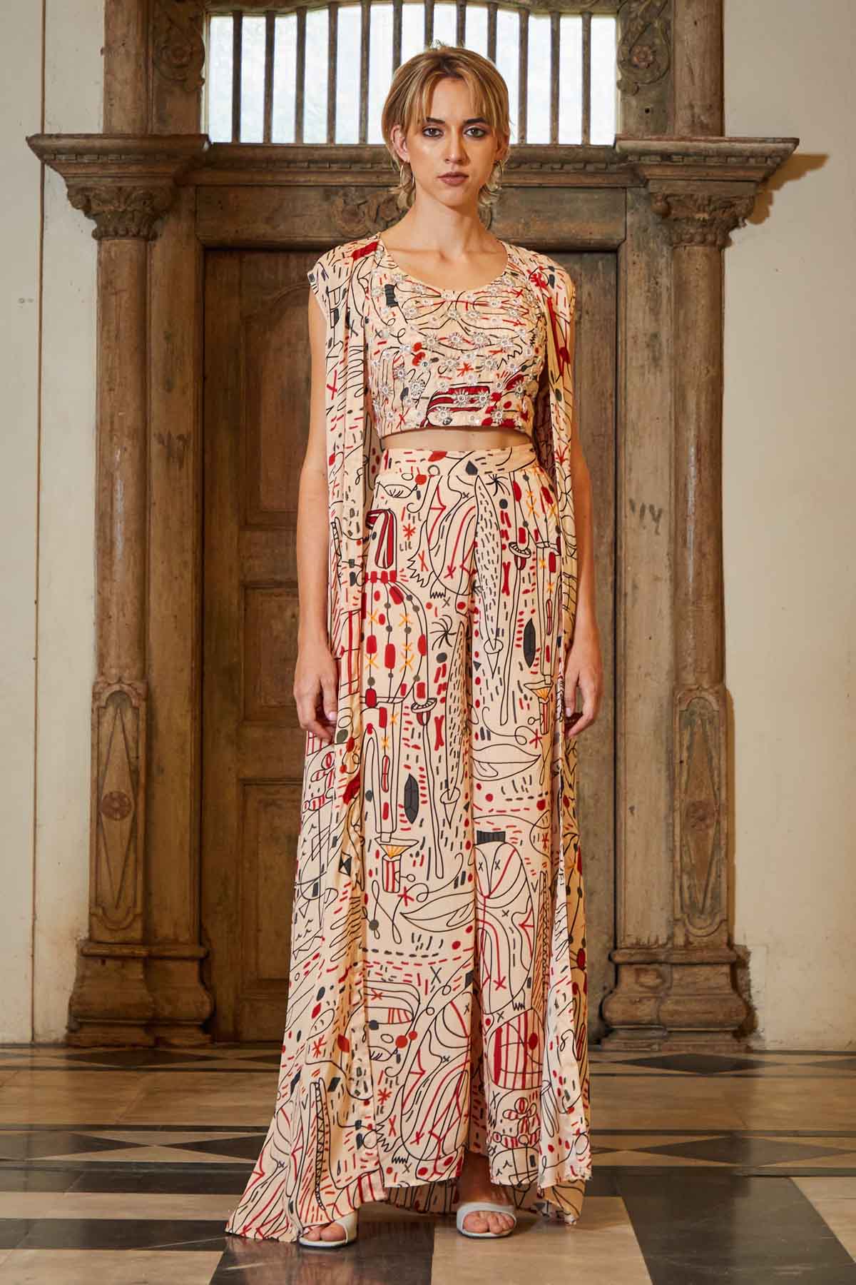 Printed Palazzo & Jacket Set