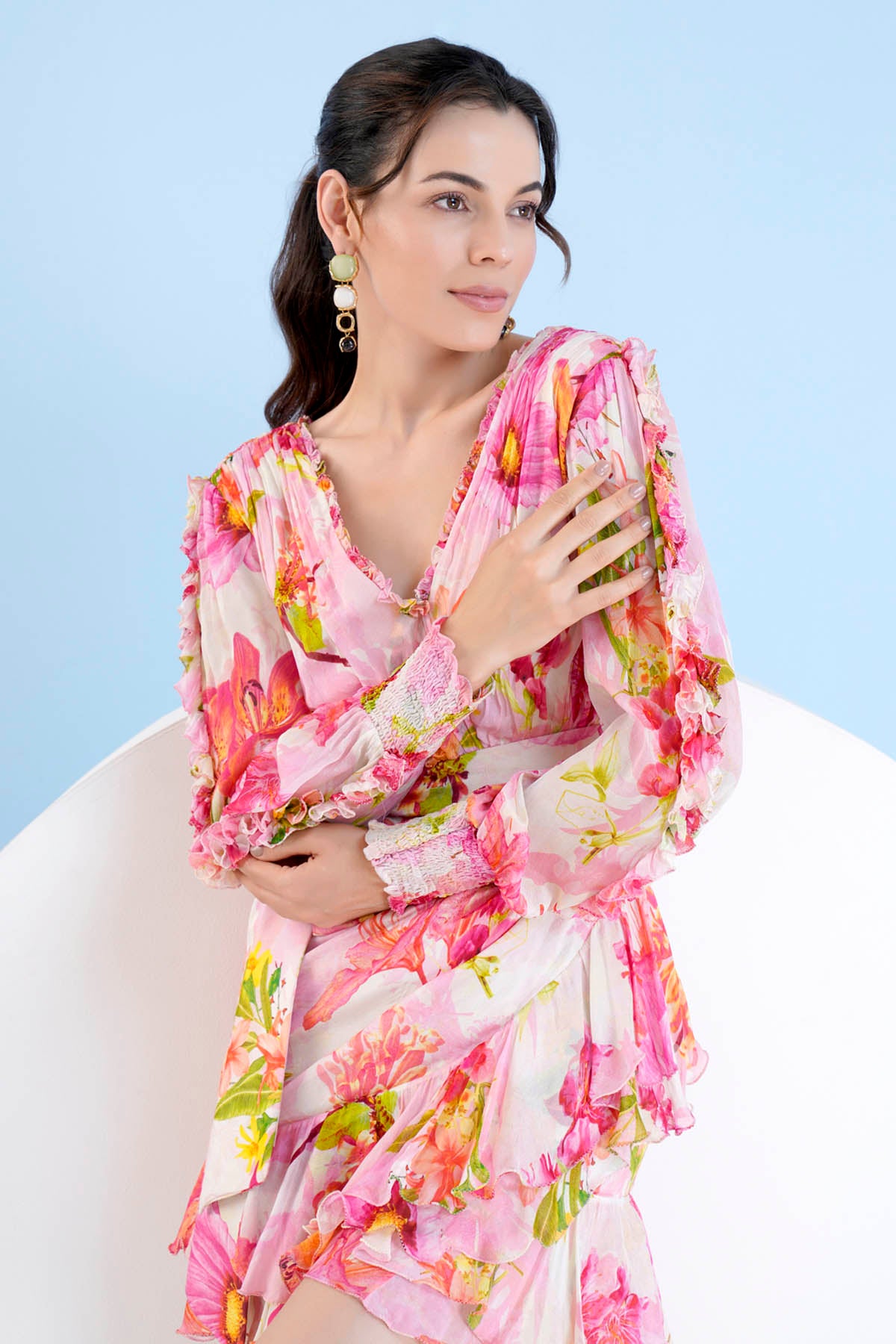 Printed Short Frilled Dress