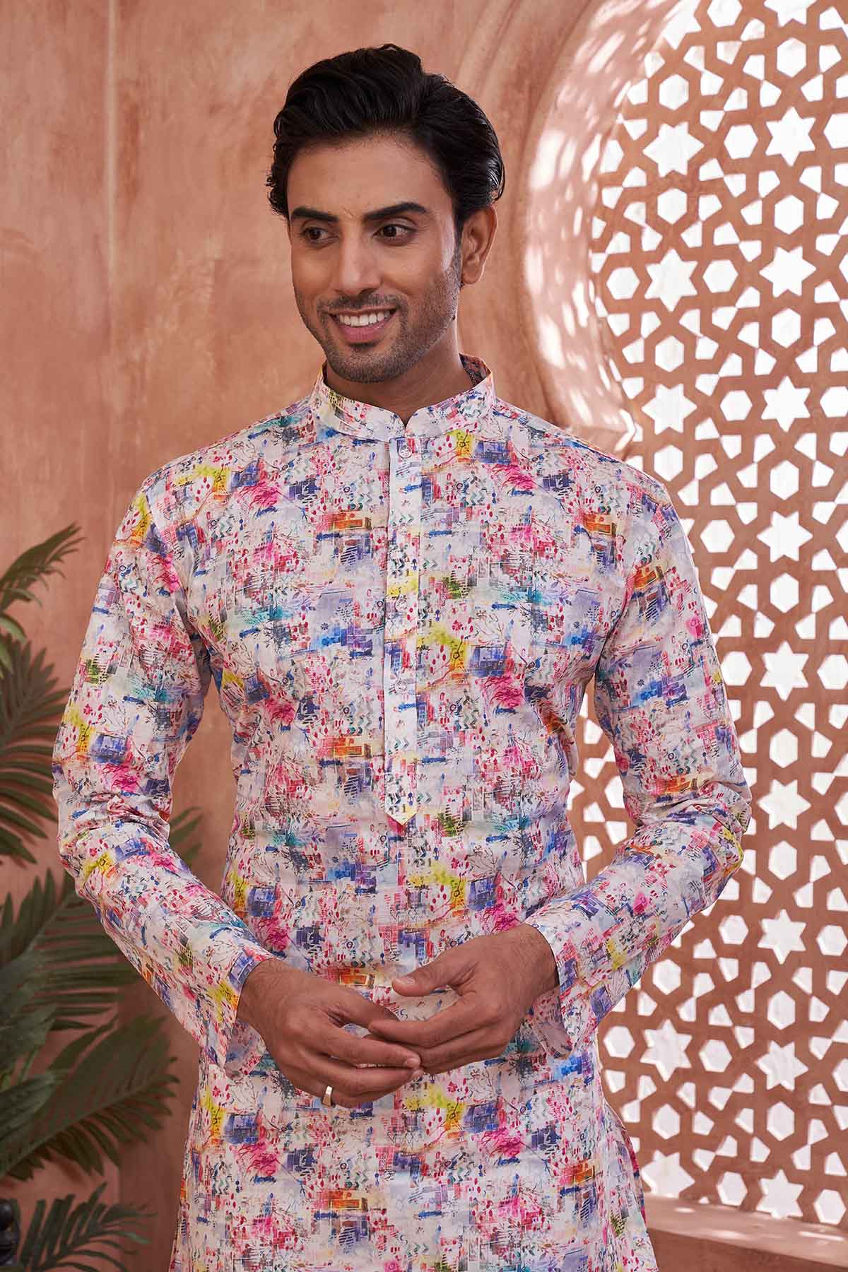 Printed Cotton Multicolor Kurta