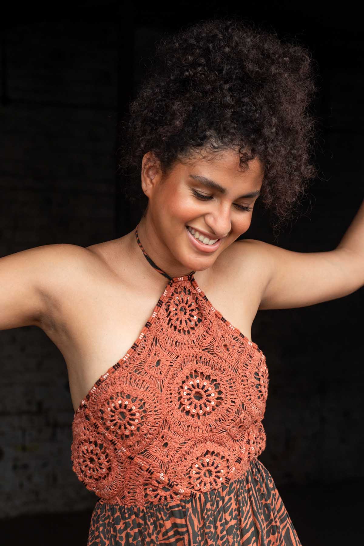 Printed & Dori Lace Tier Dress