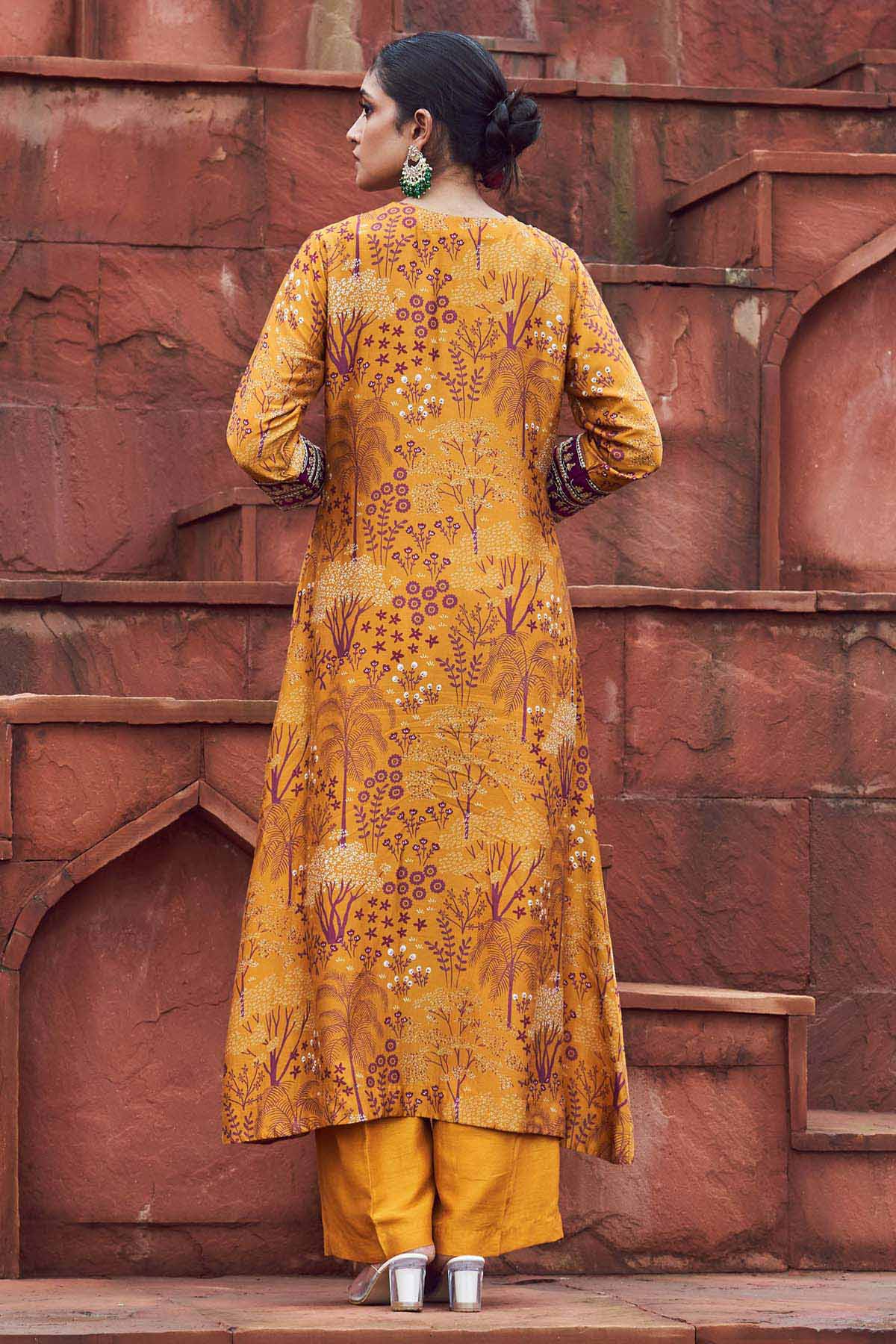 Ochre Printed Kurta & Pants