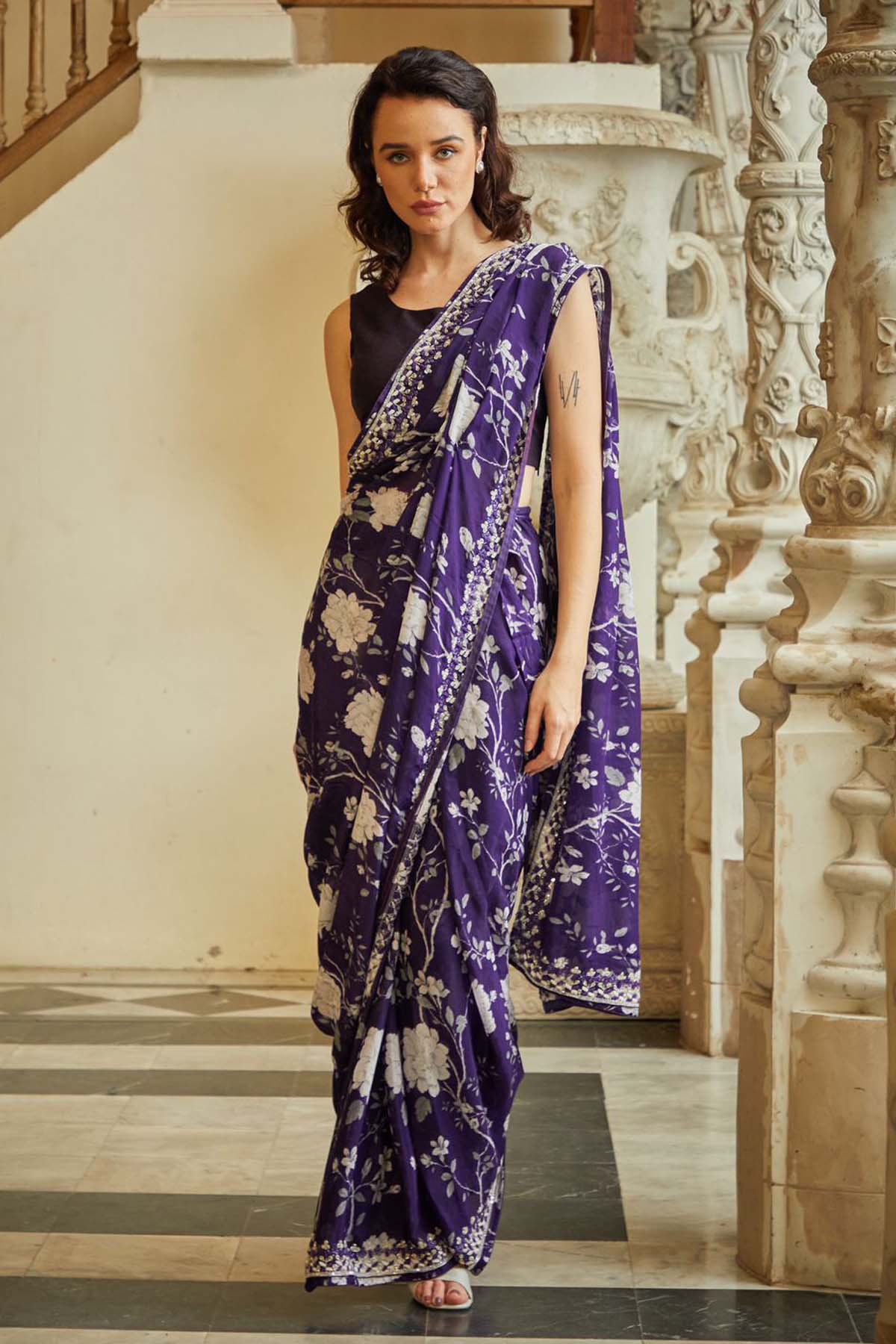 Printed Embroidered Saree