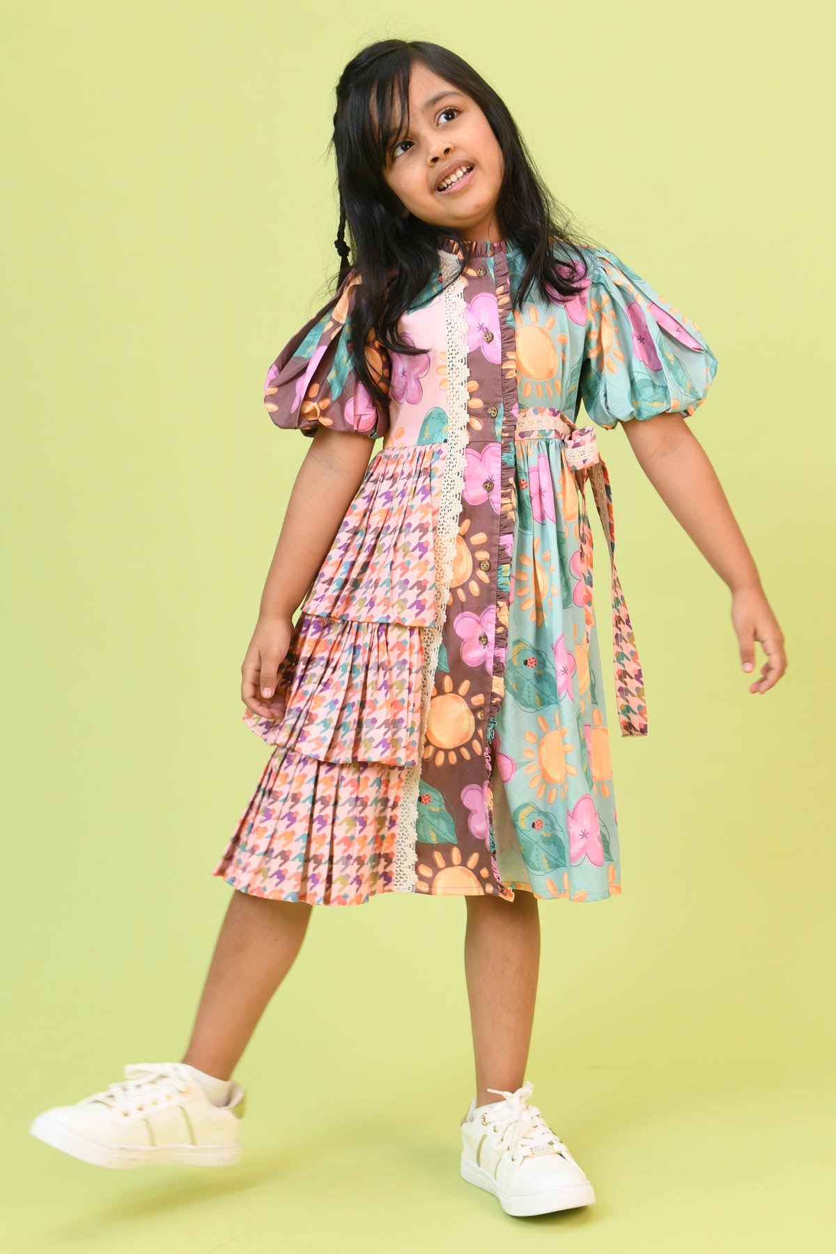 Designer Little Shiro Printed Gathered Tiered Dress For Kids (Boys & Girls) Available online at ScrollnShops