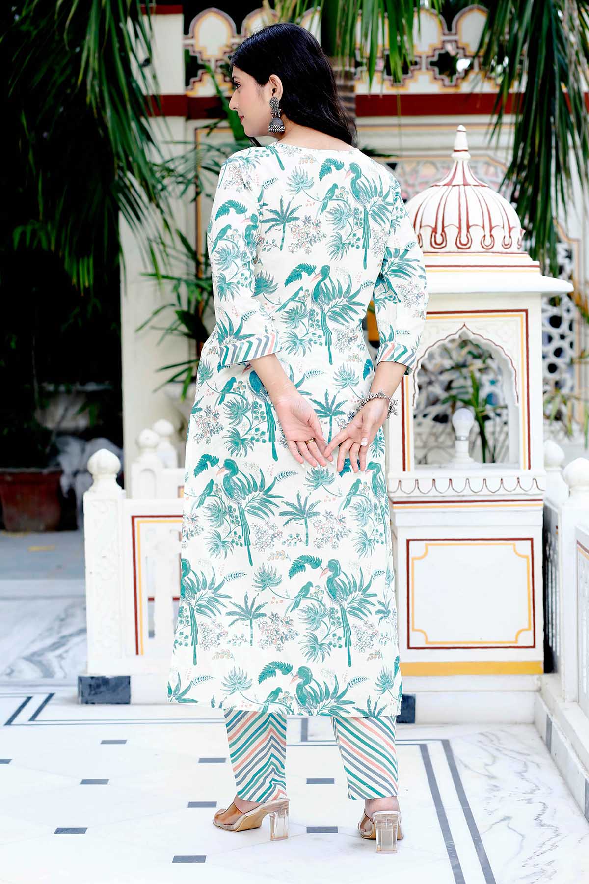 Printed Light Green Kurta Set